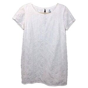 Old Navy Embroidered Cotton Shift Dress Size M Coastal Beach Preppy